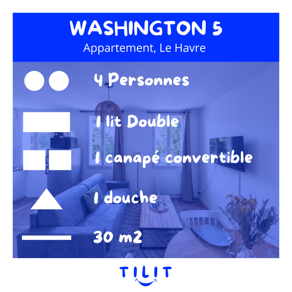 WASHINGTON 5 : Profitez d’un séjour pensé pour votre confort et votre tranquillité, dans un appartement au calme et proche du centre-ville.